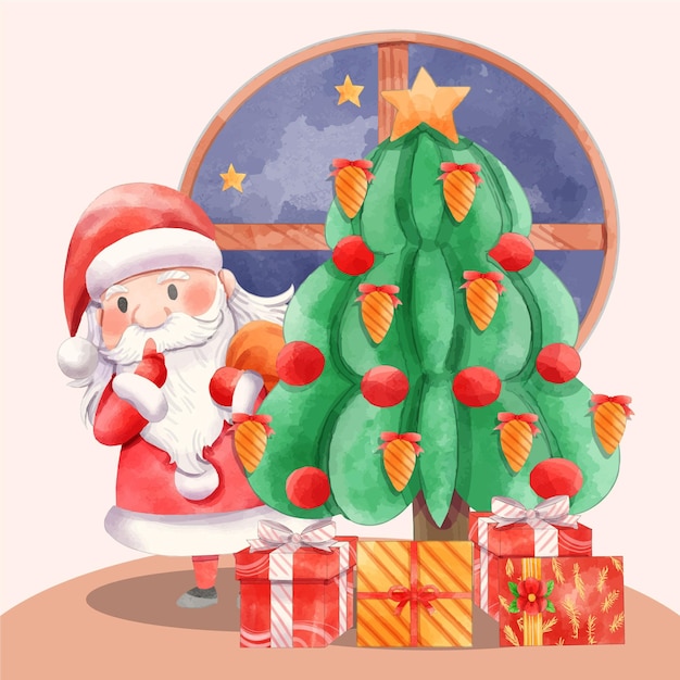 Free vector watercolor secret santa illustration