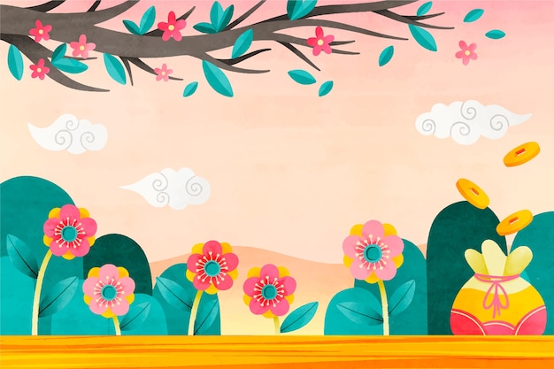 Free vector watercolor seollal background