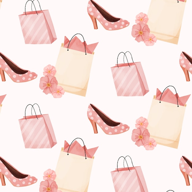 Free vector watercolor shopping pattern design