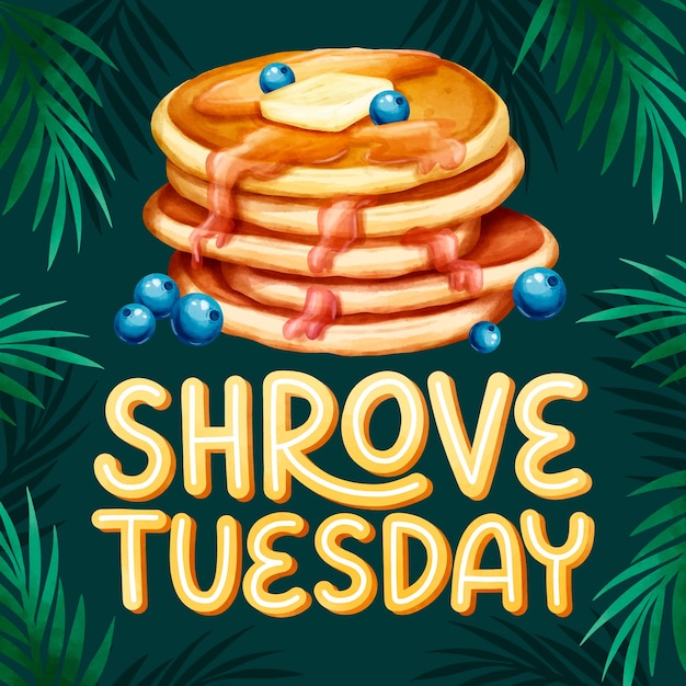 Free vector watercolor shrove tuesday illustration