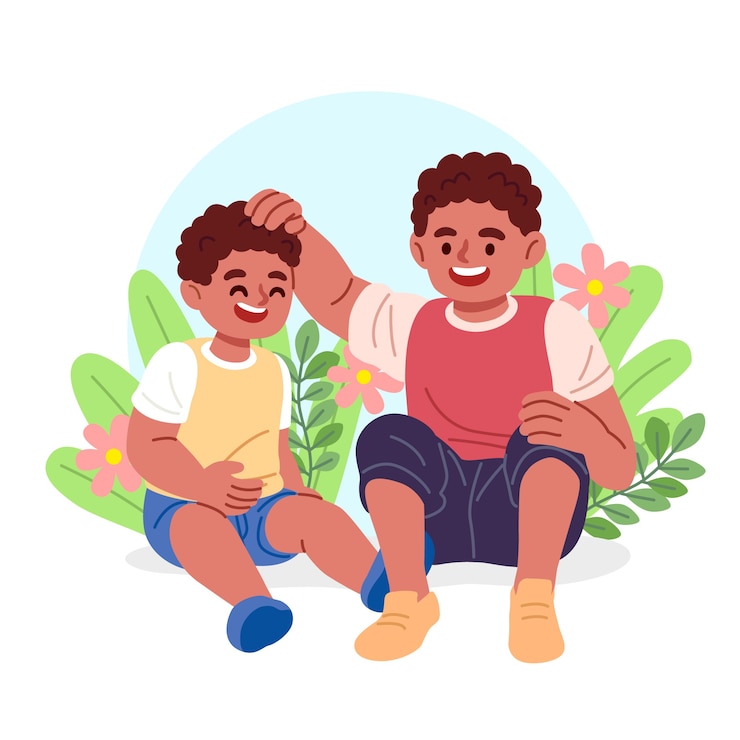 Free Vector watercolor siblings illustration