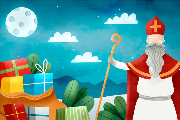 Free vector watercolor sinterklaas background