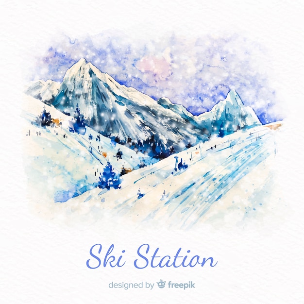 Watercolor ski station