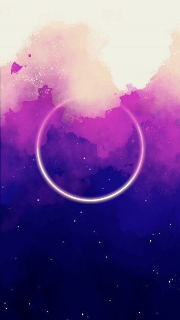 Watercolor sky background with circle