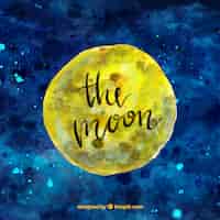 Free vector watercolor sky background with moon