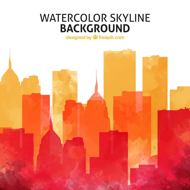 Free vector watercolor skyline background