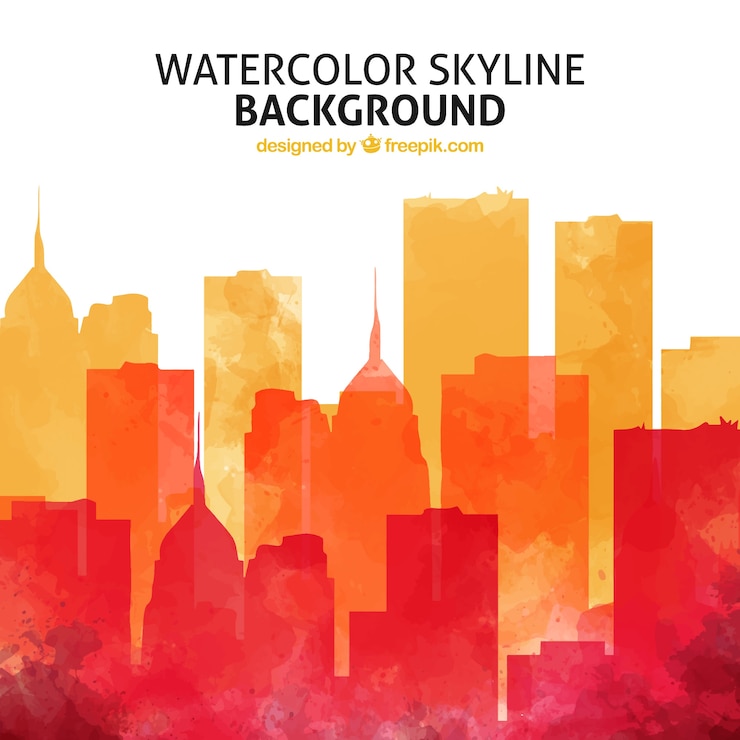 Free Vector watercolor skyline background