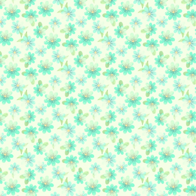 Бесплатное векторное изображение Акварель маленькие цветы зеленый узор