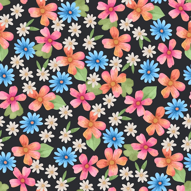 Free vector watercolor small flowers pattern