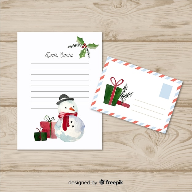 Watercolor snowman christmas envelope