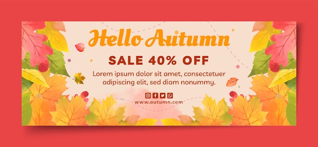 Watercolor social media cover template for autumn celebration