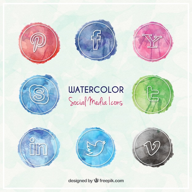 Watercolor social media icons