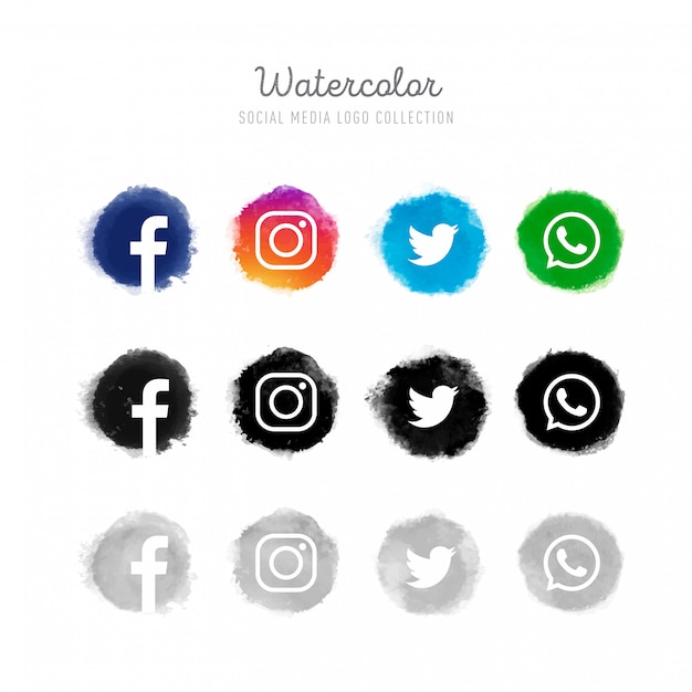 Vettore gratuito collezione logo dell'acquerello social media