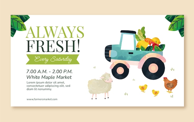 Free vector watercolor social media post template for organic farming