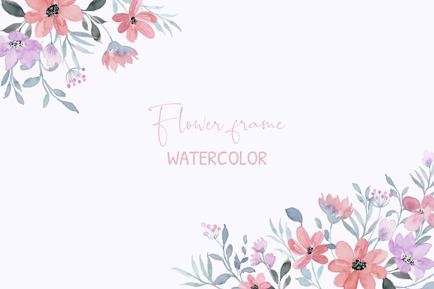 Free vector watercolor soft pink purple floral frame