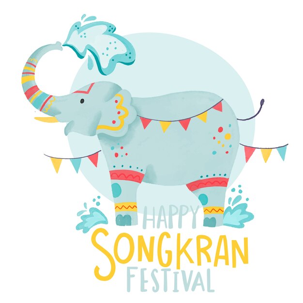 Acquerello songkran elefant