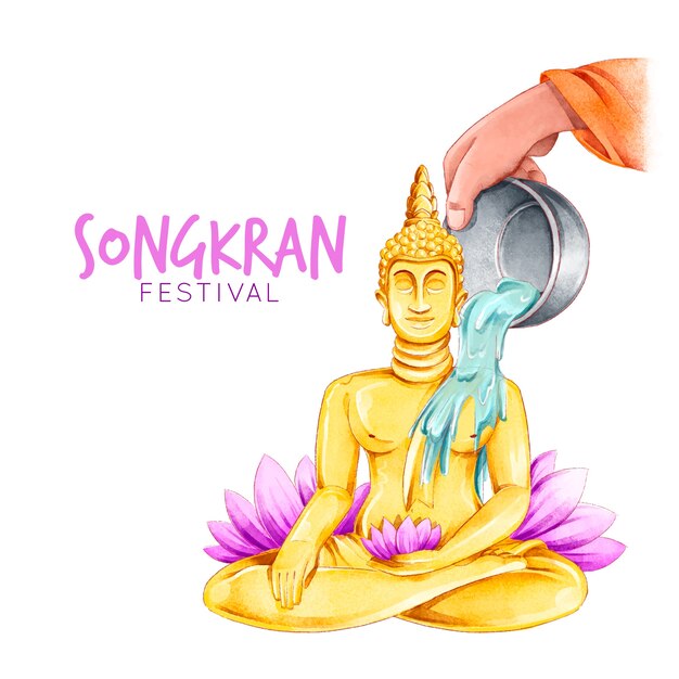 Watercolor songkran festival design