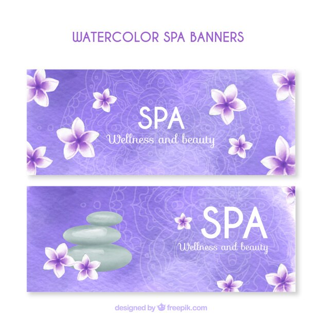 Watercolor spa banners