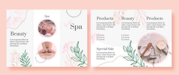 Watercolor spa brochure template