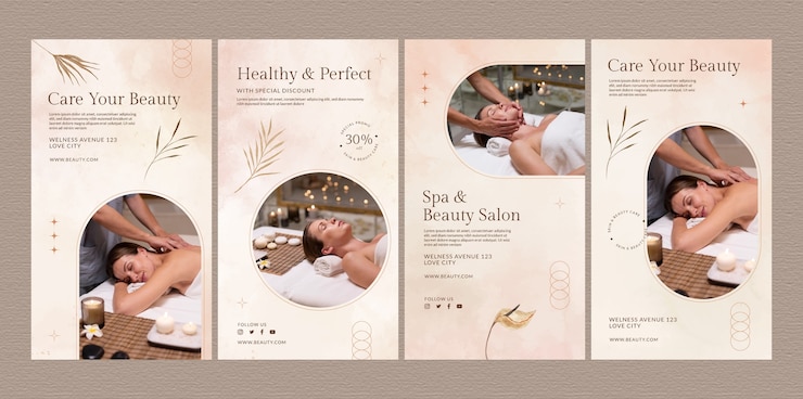 Free Vector watercolor spa instagram stories