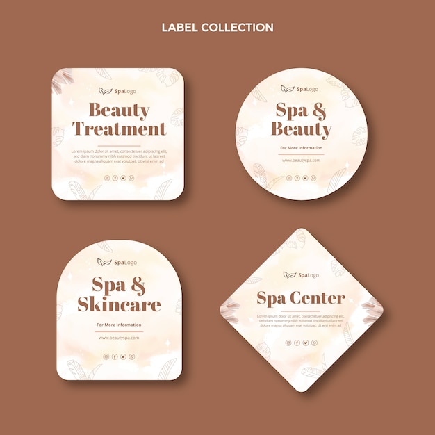 Watercolor spa labels and badges