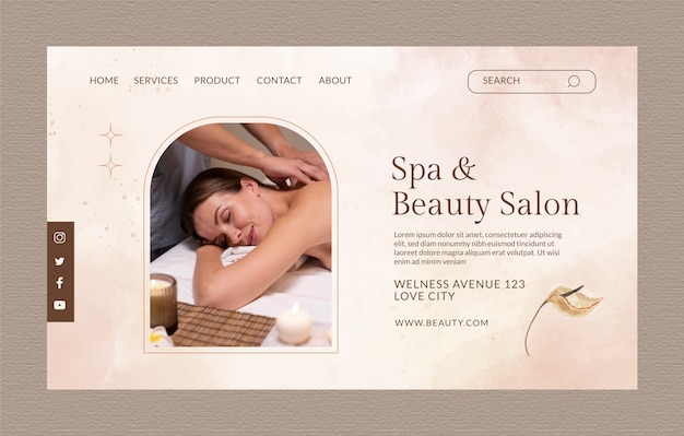 Free vector watercolor spa landing page