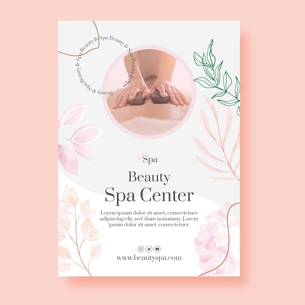 Watercolor spa poster template