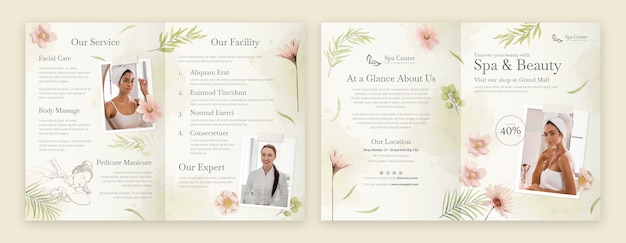 Free vector watercolor spa treatment brochure