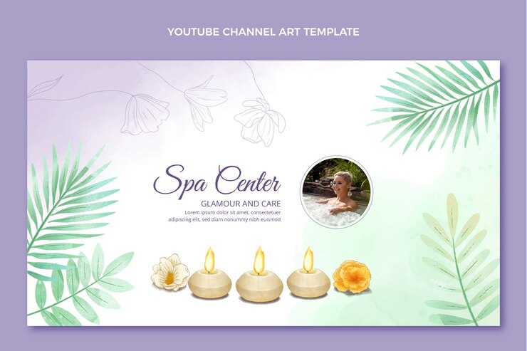 Free Vector watercolor spa youtube channel art