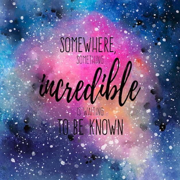 Watercolor space background with quote