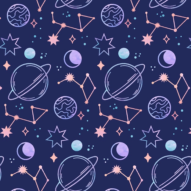 Watercolor space pattern design