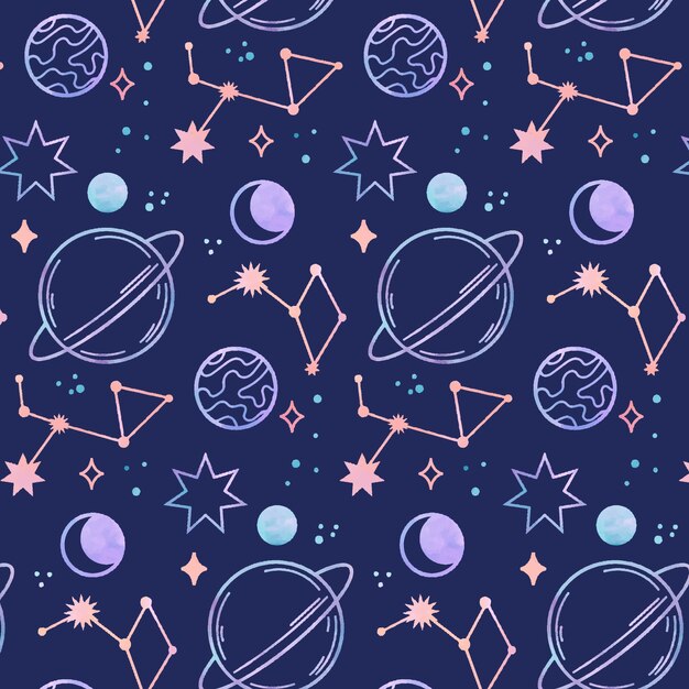 Watercolor space pattern design