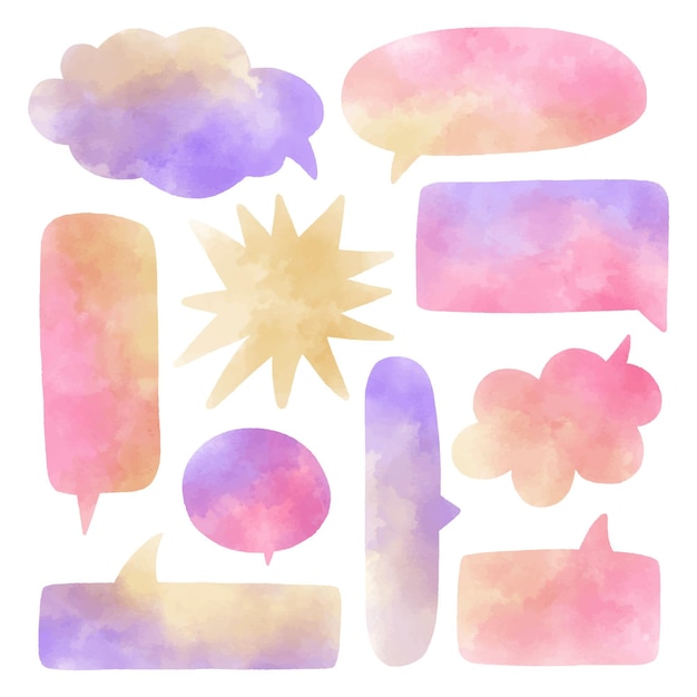 Free vector watercolor speech bubbles set