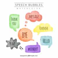 Free vector watercolor speech bubbles with messages