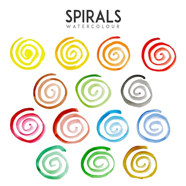 Vettore gratuito collezione di spirali di acquerello