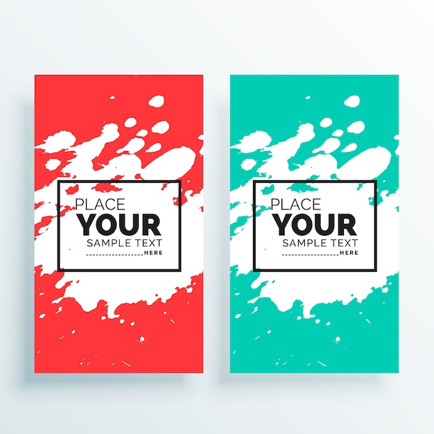 Watercolor splash banners set abstract