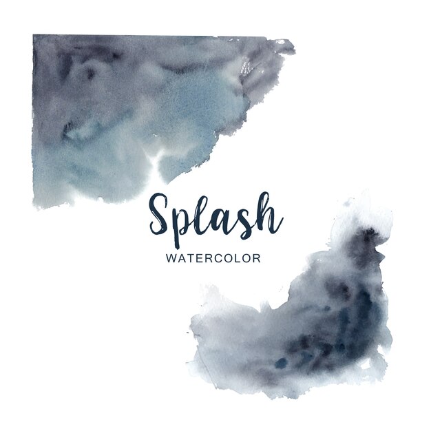 Watercolor splash with mixed black, white, blue illustration for decorative use.