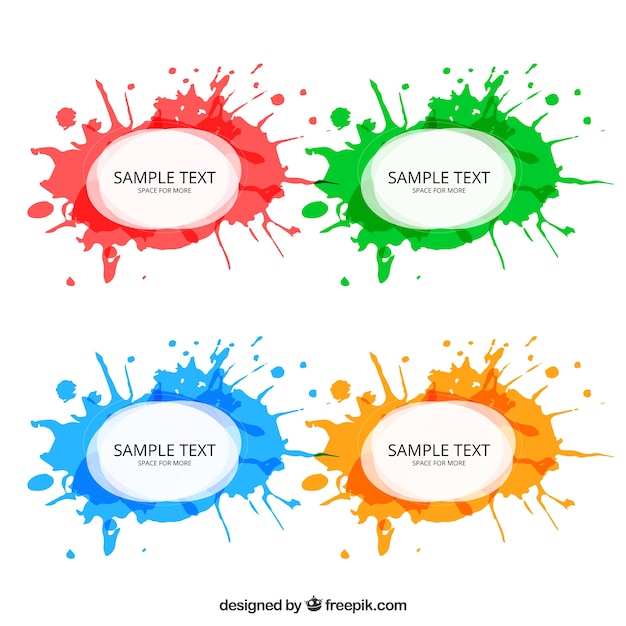 Free vector watercolor splashes labels