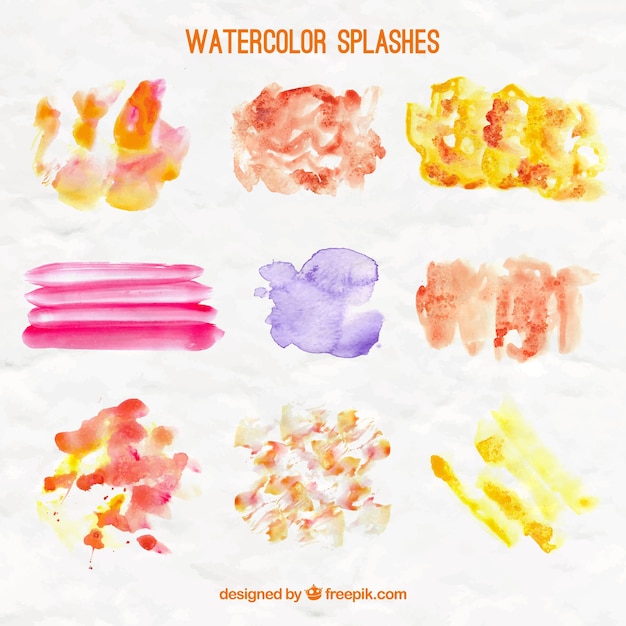 Free vector watercolor splashes set