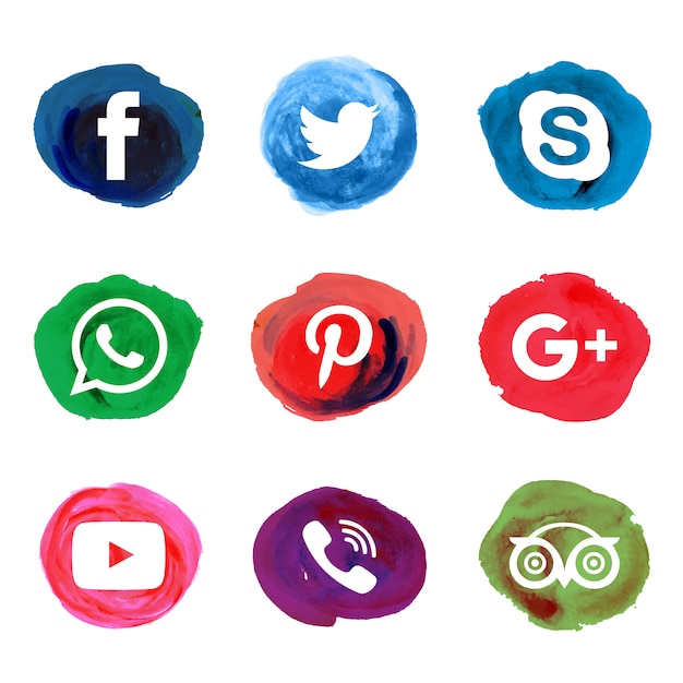watercolor splatter social icons