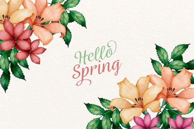 Watercolor spring background concept