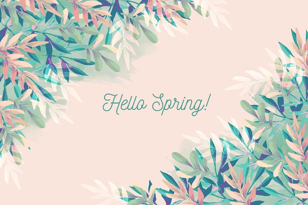 Free vector watercolor spring background with colorful plants