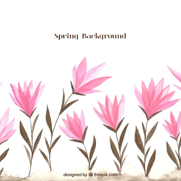 Vettore gratuito sfondo primavera ad acquerello