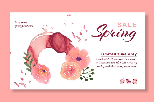 Watercolor spring banner template