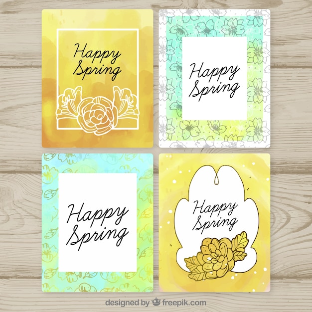 Watercolor spring card collection