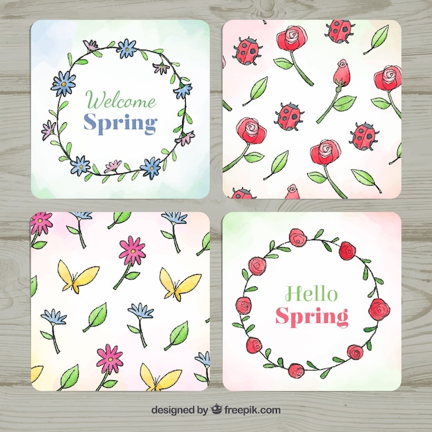 Watercolor spring card collection