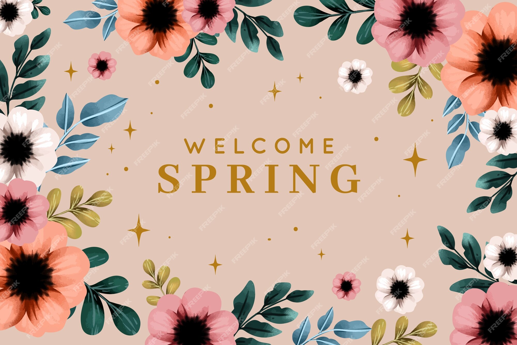 Free Vector | Watercolor spring floral background