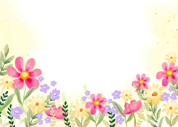 Watercolor spring floral background