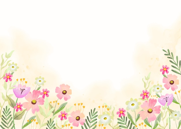 Watercolor spring floral background