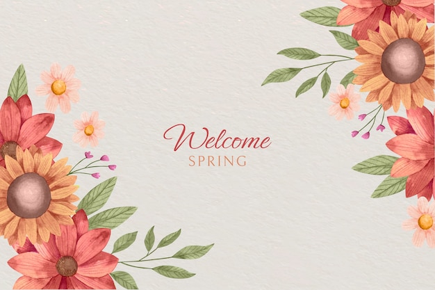 Watercolor spring floral background